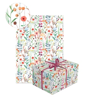 Papier do pakowania prezentów - kolorowe kwiaty